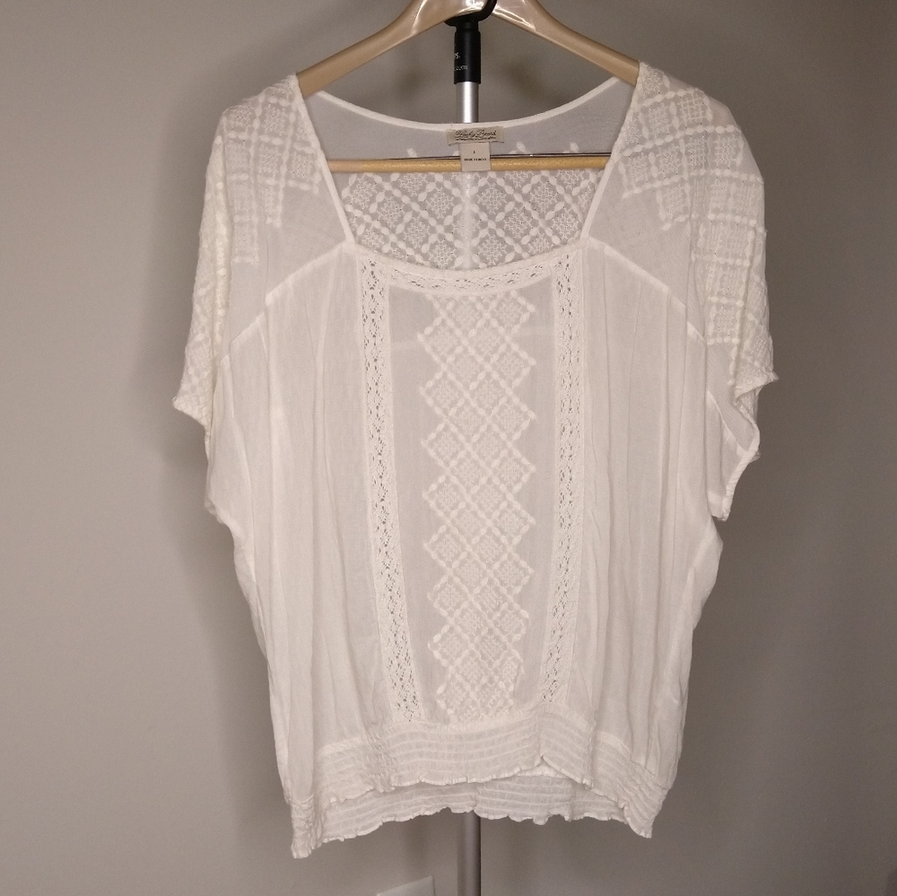Lucky Brand white lace blouse